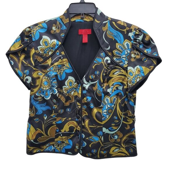 JS Collections Women's Multicolor Paisley‎ Cheongsam Qipao Neck SS Jacket US 12 - Picture 1 of 7